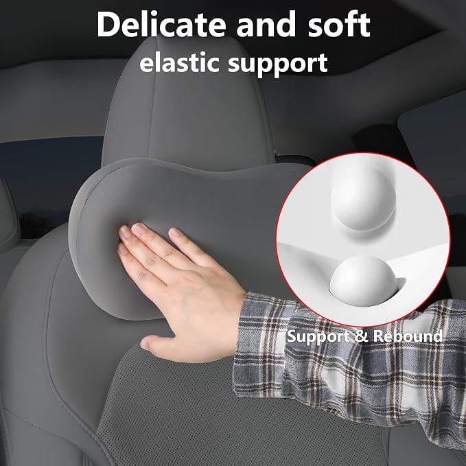 Car Headrest Pillow for Neck Support Memory Foam Car Neck Pillow Universal Fit Head Rest Travel Pillow Car Pillow for Pain Relief While Driving Grey 2pc