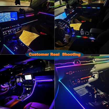Jushope Car LED Strip Lights, Interior Acrylic LED Lights for Car with Dynamic Rainbow Dream Color Chasing, Ambient Lighting Kits Music Sync (10 in 1(4 * 29.5+43.3+14.5 inches+4 Footwell Lights))