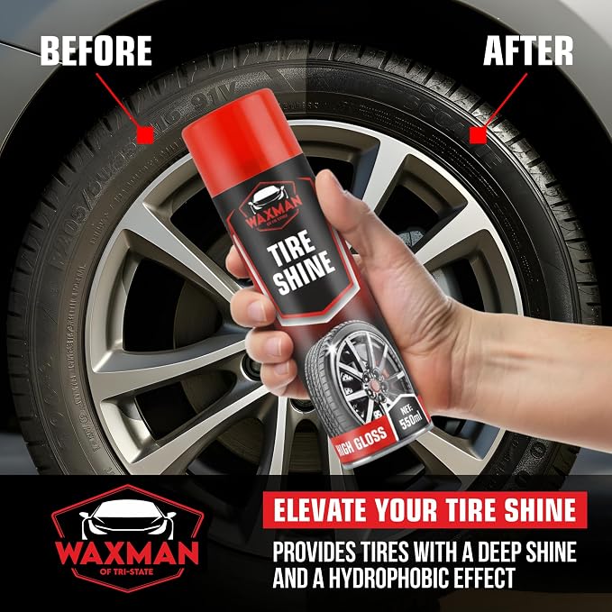 Tire Shine Spray – 18.6 fl oz, High-Gloss Hydrophobic Tire Dressing, Safe for All Vehicles