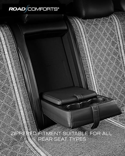 Road Comforts Baja Bench Seat Covers Grey Diamond Rear Blanket Seat Covers - Jacquard Fabric, Airbag Compatible, Universal Fits Car, Truck, SUV, and Vans
