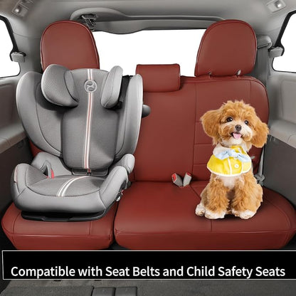 EKR Sienna Seat Covers for 2011-2020 Toyota Sienna L,LE,XLE,Limited,7 Seats,2nd Row Captain Seats W/NO Legrest,Waterproof Car Seat Cover Full Set,Car Seat Protectors- Three Row,Leather (Burgundy)