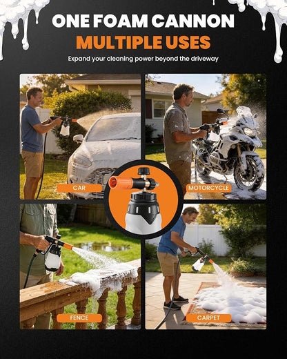 maXpeedingrods Foam Cannon for Pressure Washer, 1300ML Wide Mouth Quick Release Car Wash Foam Gun with Adjustable Soap Cannon & Thick Snow Foam, 1/4'' Quick Connector, with 2 Orifice Nozzle (White)