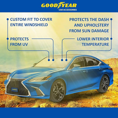 Goodyear Foldable Windshield Sunshade for Lexus ES 2019-2026, SUV car Accessories, Sunshade Cover, Sun Shade Car Windshield, Window Sun Blocker - GY008373