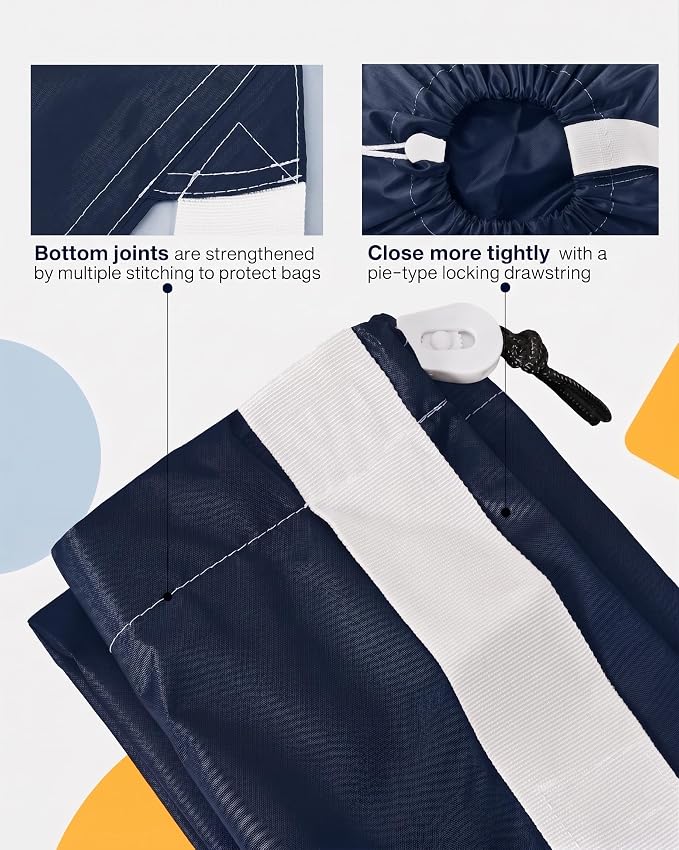 HOMEST 2 Pack XL Wash Me Travel Laundry Bag with Strap, Dirty Garments Organizer, Large Enough to Hold 4 Loads of Clothes, Easy Fit a Hamper or Clothing Basket, Sky Blue and Blue