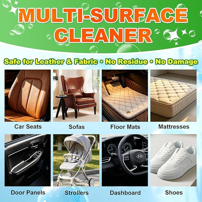Car Interior Foam Cleaner Kit, Multifunctional Auto Detailing Cleaner with Brush & Towel, Deep Clean Car Seats, Carpet, Upholstery & Dashboard, Safe for Leather, Fabric, Vinyl & Plastic, 5oz