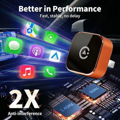 Carplay Wireless Adapter 2026 New, Bluetooth Apple Carplay Adapter Apple Car Play Wireless Carplay Adapter 2026 Mini USB Design with Fast Stable Connection 2-In-1 for Apple iOS 10+ Android 11+ Version