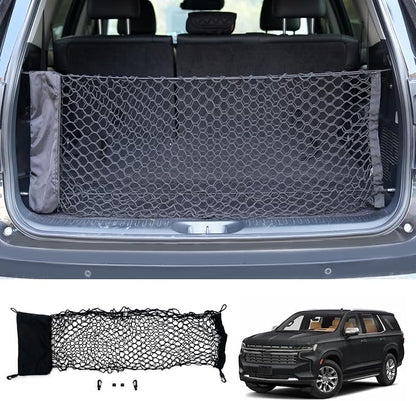 Cargo Net Compatible with 2015-2025 Chevy Tahoe Truck Bed Cargo Net 3.15'×0.92' Double Layer Envelope Style Dense Mesh Trunk Organizer for 2024 Tahoe Exterior Accessories
