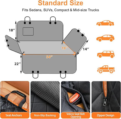 URPOWER Dog Car Seat Cover for Pets 100% Waterproof Seat Cover Hammock 600D Heavy Duty Scratch Proof Nonslip Durable Soft Back Seat Covers for Cars Trucks and SUVs