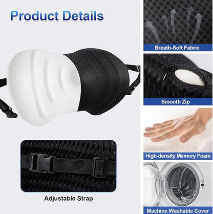 Lumbar Support Pillow, Ergonomic Back Cushion for Office Chair with Adjustable Straps & Detachable Breathable Cover,Memory Foam Car Lumbar Pillow, Back Support Pillow for Car, Office,Bed Rest(Black)