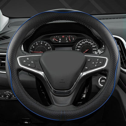 West Llama Customized Auto Car Steering Wheel Cover for Chevy 14.5-15 inches, Steering Wheel Cover for Chevrolet(Black Line-Standard Size)