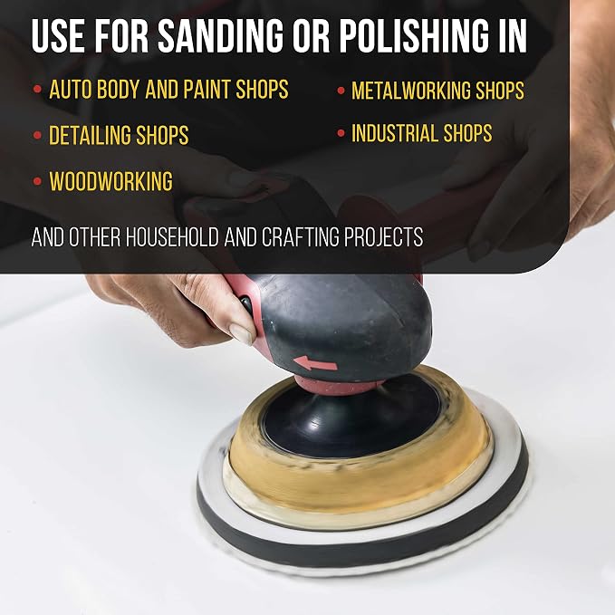 Dura-Gold Pro Series 5" x 10mm Soft Density Sanding Interface Pad, 8 Hole Pattern Dustless, 2 Pack - Hook & Loop Foam Cushion, Used with Vacuum Sander Discs, Polisher Polishing Pads & Backing Pads