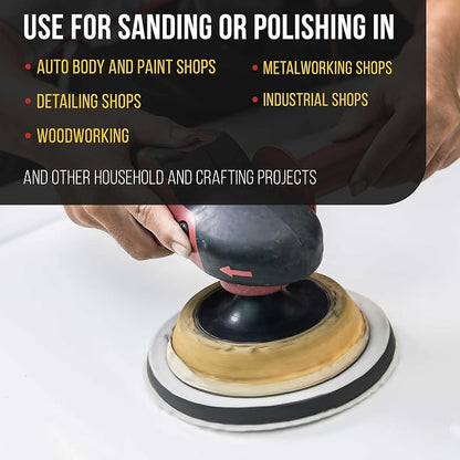 Dura-Gold Pro Series 5" x 10mm Soft Density Sanding Interface Pad, 8 Hole Pattern Dustless, 2 Pack - Hook & Loop Foam Cushion, Used with Vacuum Sander Discs, Polisher Polishing Pads & Backing Pads