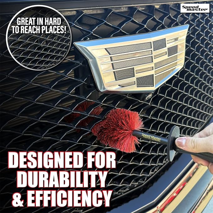 Speed Master Wheel Brush (Speed Master Mini) | Easy Cleaning for Narrow Wheel Spokes, Grills, and Engine Bays | Memory Foam Bristles | Safe on All Wheel Types