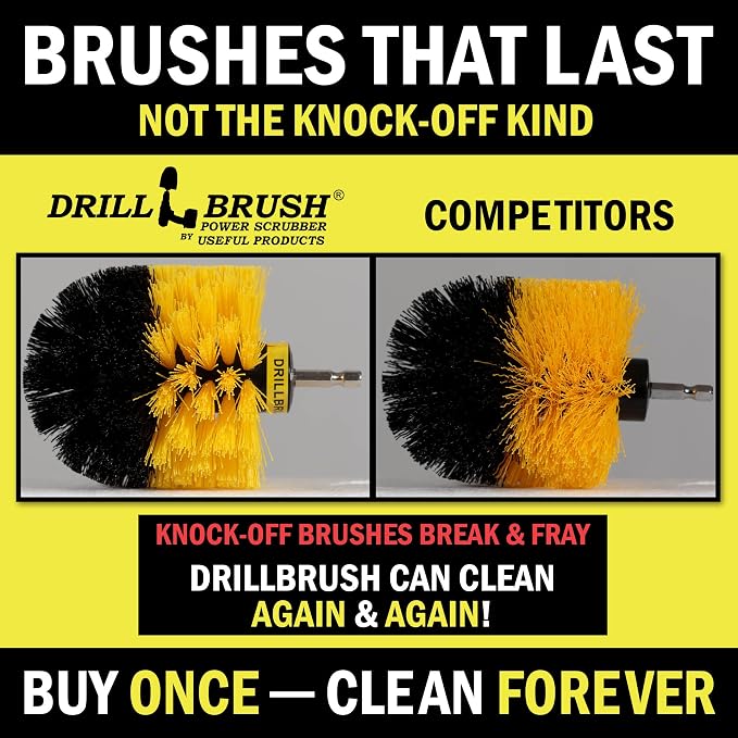 Drillbrush Boat Detailing Kit for Cordless Drill - Power Swimming Pool Tile Cleaner Brush Set - Crevice Cleaning Brush for Electric Drill - Small Power Scrubber for Grout - Spin Scrubber Attachment