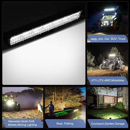 Nilight ZH409 20 Inch 420W Triple Row Flood Spot Combo 42000LM LED Light Bar with Heavy Duty Off-Road Wiring Harness, 2 Years Warranty, White