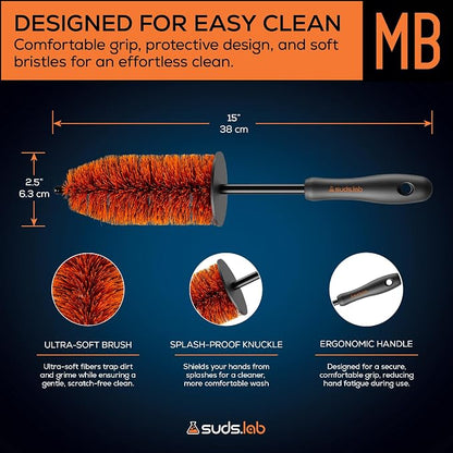 Sudslab Mini Wheel Cleaning Brush – Durable Multipurpose Rim Brush for Cars, Trucks, Motorcycles, Bicycles, Boats, Rims, Exhaust Tips, – Mini Design, Dense Bristles, All Surface Cleaner