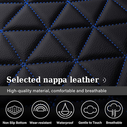 Coverado Seat Covers for Dodge Ram, Waterproof Front Car Seat Covers for Truck Compatible with 2002-2026 Dodge Ram 1500 2500 3500 Crew Double Mega Quad Cab(Black&Blue line)