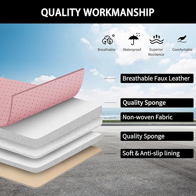 Cute Car Seat Covers,Pink Leather Seat Covers Front Seats,Waterproof Breathable Full Wrapping Edge Car Seat Cushion, Luxury Automotive Seat Protecor