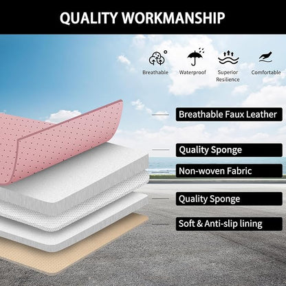 Cute Car Seat Covers,Pink Leather Seat Covers Front Seats,Waterproof Breathable Full Wrapping Edge Car Seat Cushion, Luxury Automotive Seat Protecor