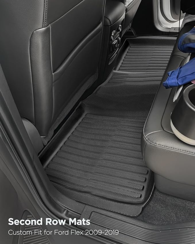 All-Weather Floor Mats Custom Fit for Ford Flex 2009-2019 (Not Fit with Optional 2nd Row Console), Heavy Duty TPE Trunk Mats Cargo Liner & Front Rear Row Protection for Automotive Car Accessories