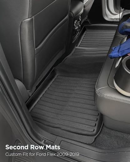All-Weather Floor Mats Custom Fit for Ford Flex 2009-2019 (Not Fit with Optional 2nd Row Console), Heavy Duty TPE Trunk Mats Cargo Liner & Front Rear Row Protection for Automotive Car Accessories