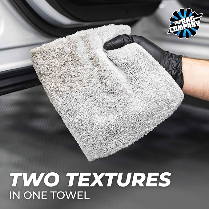 The Rag Company - Creature Edgeless Auto Detailing Towels; Professional 70/30 Blend, Dual-Pile Plush Microfiber, Buffing & Polishing, 420gsm - 16in x 16in - Ice Grey - 10-Pack
