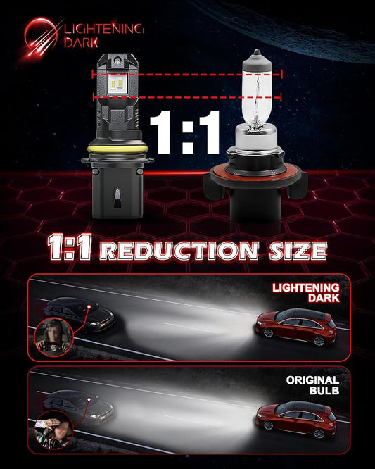 9007 Fog Fanless Bulbs, +400% Bright 6500K Xenon White 24000LM Wireless Plug and Play 9007 Lights Compatible with Ram 1500/2500/3500 F150 F250 F350 Ranger SX4 Impreza, Pack of 2