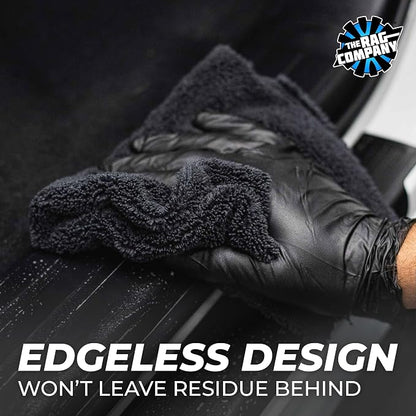 The Rag Company - Creature Edgeless Auto Detailing Towels (10-Pack) Professional 70/30 Blend, Dual-Pile Plush Microfiber, Buffing & Polishing, 420gsm, 16in x 16in, Black