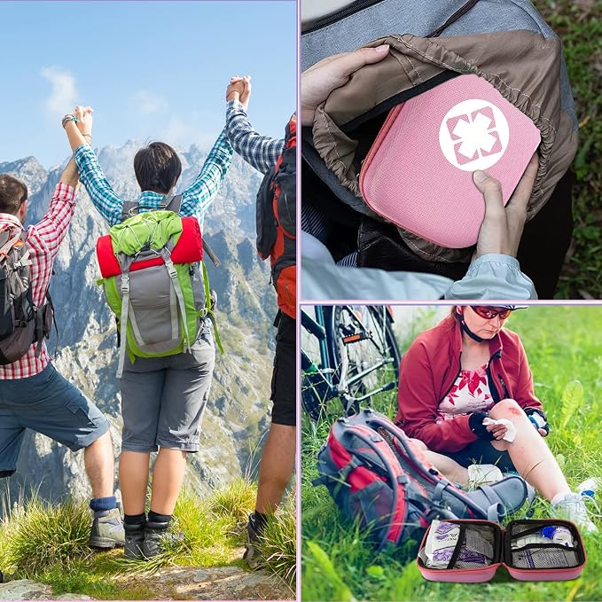 Small-Waterproof Car First-Aid Kit Emergency-Kit - Pink 273Piece Camping Equipment for Camping Hiking Home Travel YIDERBO