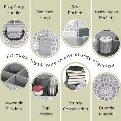 Car Seat Organizer Backseat Front Seat, Car Organizer With 12 Storage Compartments 2 Cup Holders, Snack Storage For Kids Baby, SUV Truck Van Collapsible Storage Bag For Travel, PT