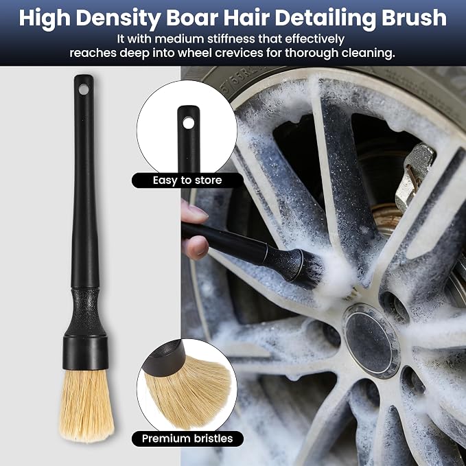 3Pcs Wheel Brush, Tire Brush with Little Braid Bristles Design, Durable Rim Brush & Car Wheel Brushes, Car Detailing Brush for Cars, Trucks, RVs, Motorcycles, Room, Corner