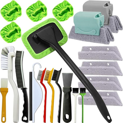 21Pcs Small Cleaning Brush Set for Car Glass & Gap Crevice Cleaning - Window/Door Tracks, Bathroom Sink, Mirrors, Window Sills, Sliding Doors, Shower Door Tracks