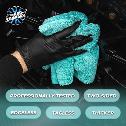 The Rag Company - The Creature Edgeless Microfiber Detailing Towels – 420GSM Professional Grade All-Purpose Cloths for Wax, Polish, & Sealant Removal, Teal, 16in x 16in (10-Pack)