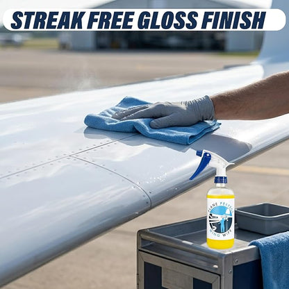Plane Perfect Wing Wipe Quick Detail Spray Sealant - Hydrophobic Aviation Grade Spray Wax with UV Protection - Long Lasting Nano Spec Shine for Airplanes, Cars, Boats & Motorcycles | 16 Oz
