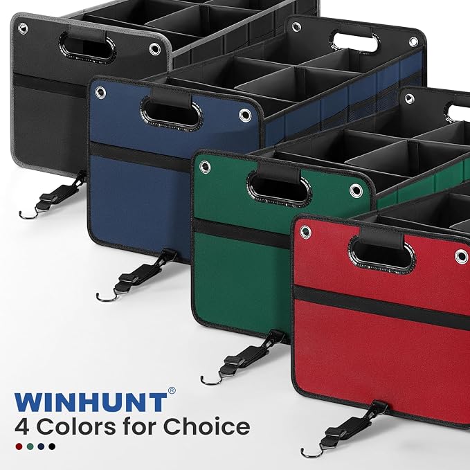 winhunt Car Trunk Organizer, Car Storage Organizer, Collapsible Multi Compartment for Car, Suv, Sedan, Truck, 100L, Extra Larger (Blue, 100L)
