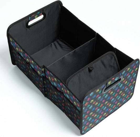 GreaterGood Paws Car Trunk Organizer Foldable Storage Bin with Handles Non Slip Base Pet Gear Travel Tote for SUV Truck (Confetti Paws)