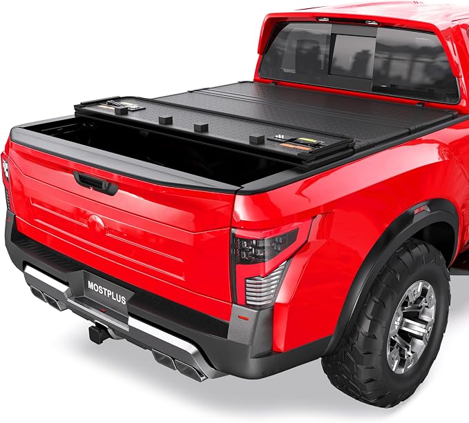 MOSTPLUS 5.5 FT Quad Fold Hard Truck Bed Tonneau Cover Compatible with 2016-2026 Nissan Titan Fleetside 67Inch (w/o Titan Box) 4 Fold Aluminum Bed