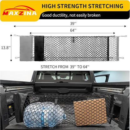 Cargo Net Compatible with 2022-2026 Ford Maverick Truck Bed Cargo Net with Storage Bag 3.28'×1.15' Double Layer Envelope Style Dense Mesh Trunk Organizer for 2025 Maverick Exterior Accessories