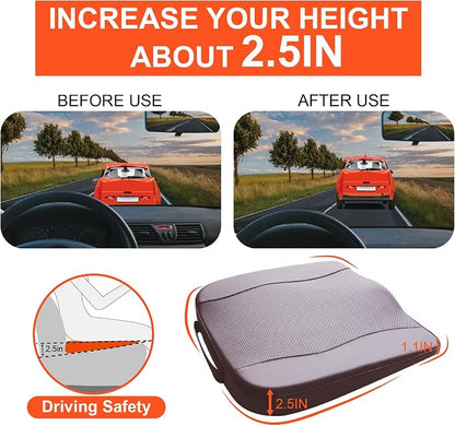 Lofty Aim Car Seat Cushion, Comfort Memory Foam Car Cushions for Driving - Sciatica & Lower Back Pain Relief, Driver Seat Pillow for Auto, Office Chair, Wheelchair - Classic Brown