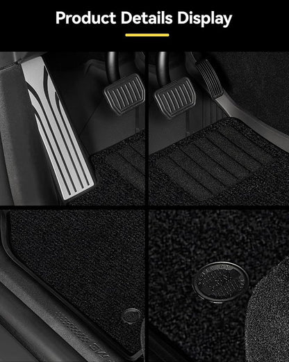 3W Floor Mats with Carpets for 2025 2026 Tesla Model Y Juniper Only Fit Standard 5 Seat Metal Pedal Liner & Rear Cargo Mat & Backrest Mats Anti-Slip All Weather TPE Car Accessories, Black, Vigormold™
