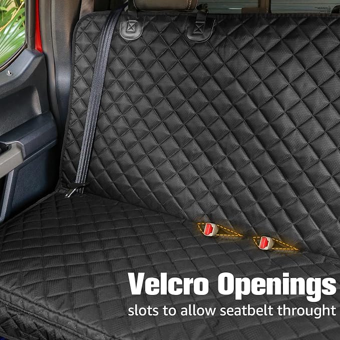 PETICON Dog Car Seat Covers for Truck Ford F150/Chevrolet Silverado 1500/Ram 1500/GMC Sierra 1500, Waterproof Pet Back Seat Cover for Trucks, Scratchproof Nonslip Durable Rear Seat Cover for Dogs