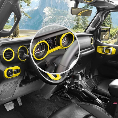 21PCS Full Set Interior Trim Kit for 2018-2023 Jeep Wrangler JL JLU,Air Outlets Door Handle Bowl Roof Reading Light Cover Trim (Yellow)