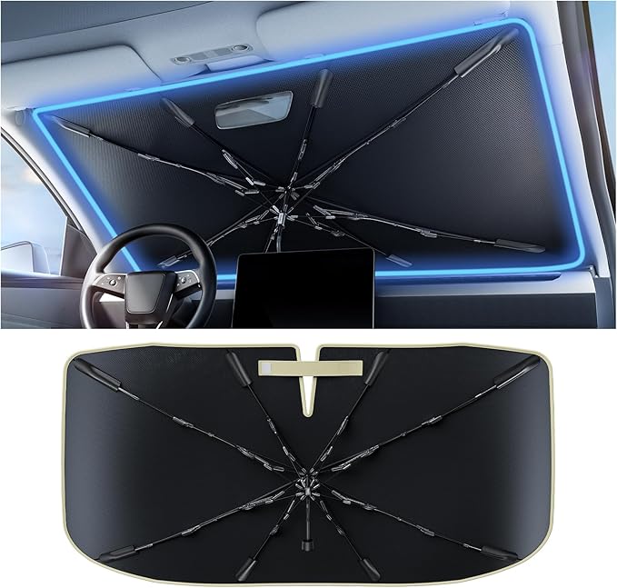 Nmoiss [Vinyl Coating Heat Shield] Windshield Sun Shade Umbrella Custom for Soul, Protect Car from Sun Rays & Heat Damage Keep Cool and Protect Interior