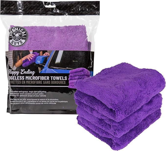 Chemical Guys MIC34803 Happy Ending Ultra Plush Edgeless Microfiber Towel, Purple (16" x 16")