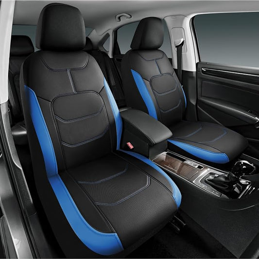Road Comforts Seat Covers, Premium Leather Car Seat Covers Full Set,Airbag Compatible, Automotive Seat Covers Universal Fit Most Cars,Vans,Truck,SUV,Blue