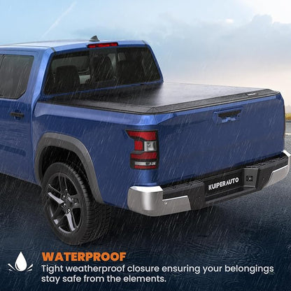 KUIPERAUTO 5FT Tri Fold Soft Folding Truck Bed Tonneau Cover Compatible for Nissan Frontier 2005-2026 Suzuki Equator 2009-2014 Fleetside On Top 60Inch