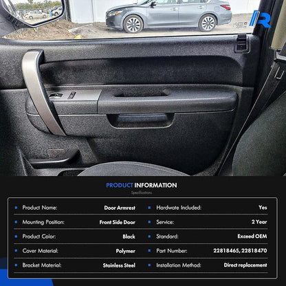 Left Driver & Right Passenger Side Armrest Repair Kit Fit for Chevy Silverado 1500 2500HD 3500HD 2010-2014 For GMC Sierra 1500 2500 HD 3500 HD 2010-2014 Door Panel with Release Handle Below Armrest