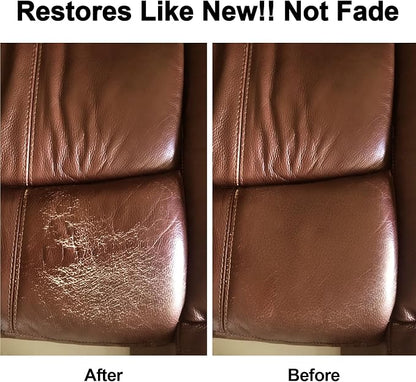 Leather Recoloring Balm, Leather Color Restorer Conditioner, Leather Restorer for Couches Paint, Leather Scratch Remover, Scratch Leather Faded Repair Kits for Vinyl Furniture (Medium Brown, 200ML)