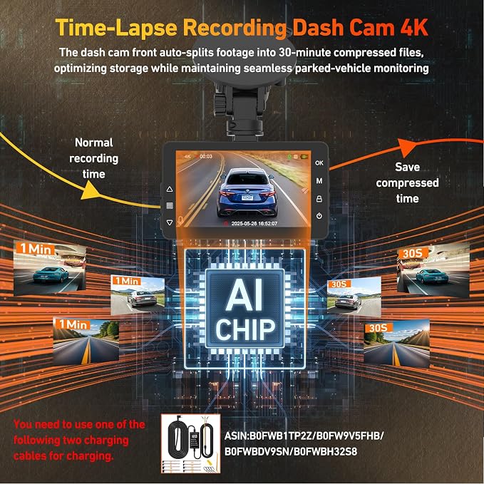 4K Dash Cam Front with AI(ADAS), Dash Camera for Cars Built-in 5.8G WiFi GPS, 3.2" IPS Screen Dash Cam with 24H Parking Monitor, G-Sensor,Night Vision,Loop Recording