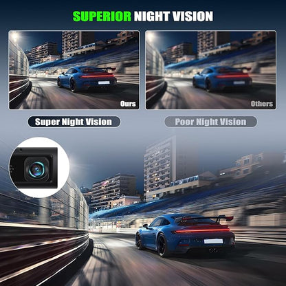 3 Channel Dash Cam Front and Rear Inside, 2.0'' 1080P Dash Camera for Cars, Dash cam Three Way Triple Car Camera with Super Night Vision,Wide Angle,Loop Recording, G-Sensor, 24 Hours Recording